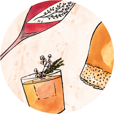 Illustration cocktails cidre du journal du sommelier sous copyright