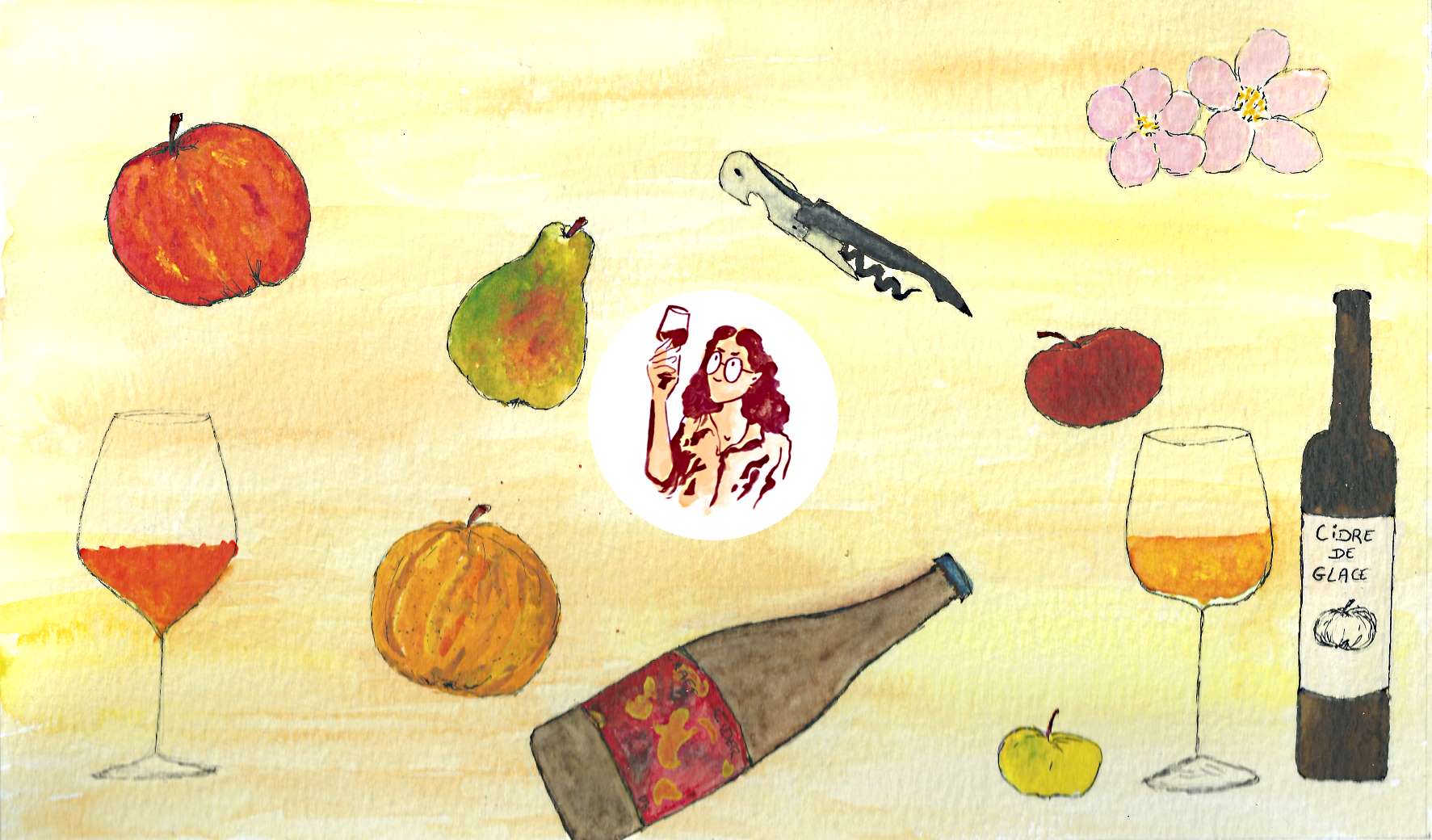 Illustration du monde du cidre pour le Journal du sommelier yanna deliere